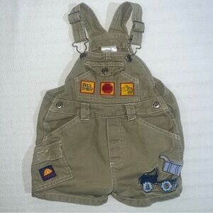 Vintage 90s Construction Truck Denim Overalls Baby Infant Size 18 Months Cotton